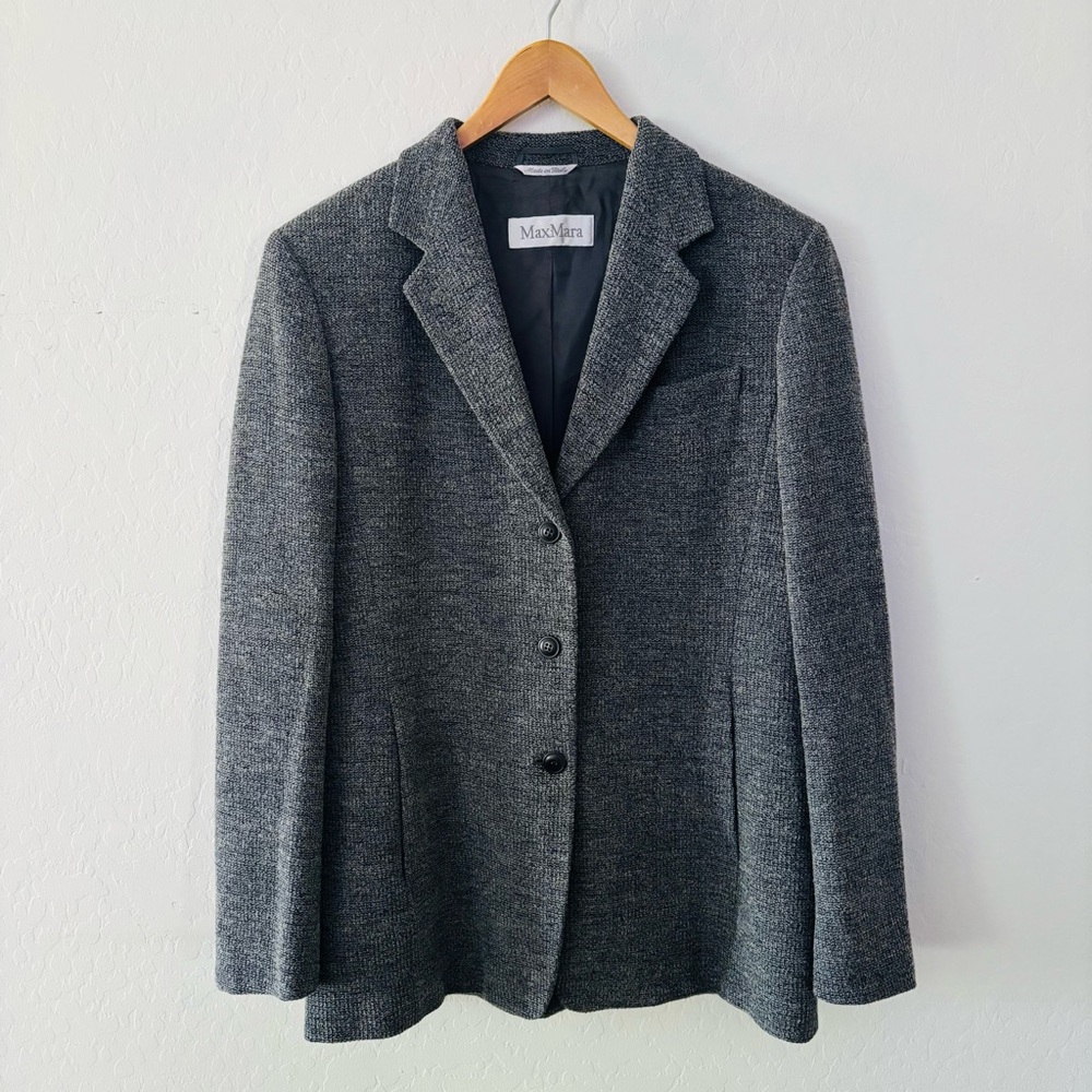 Max Mara Made in Italy Blazer Women’s Size US 12 Virgin Wool Blend Notched Lapel